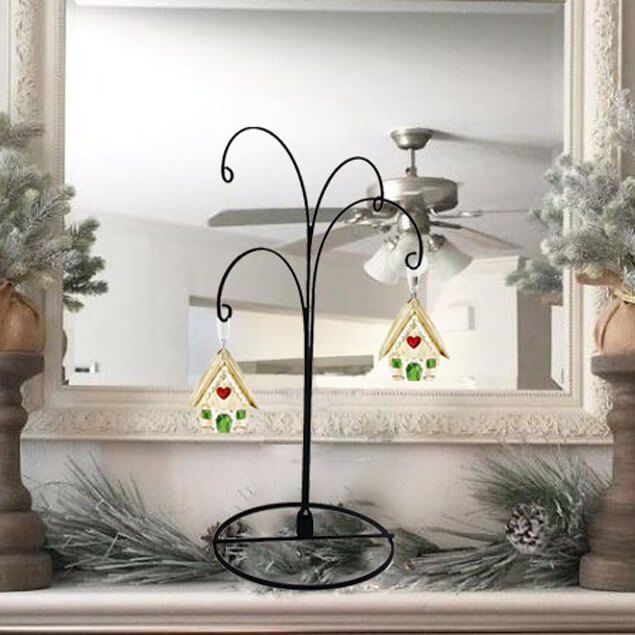 Ornament Display Stand Holder Christmas Hook Hanger Black 2pcs Hohiya